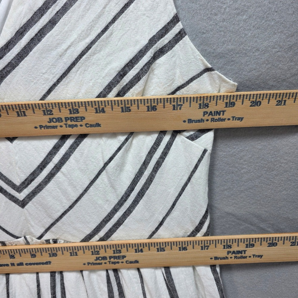 DKNY Striped Linen Blend Tiered Vneck Maxi Dress Womens 16 Black White - Picture 9 of 12